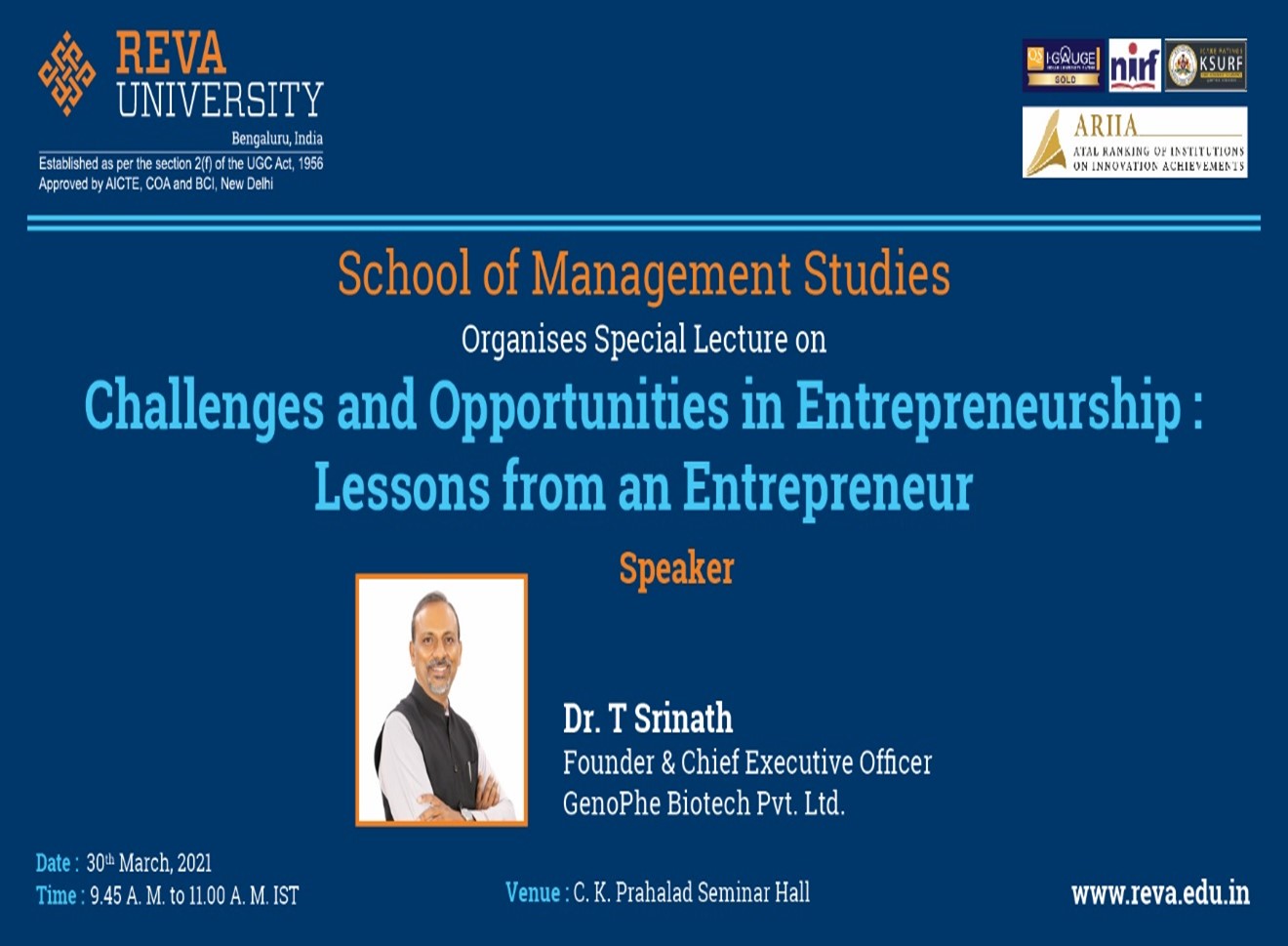 Challenges and Opportunities in Entrepreneurship-Lessons from an entrepreneur